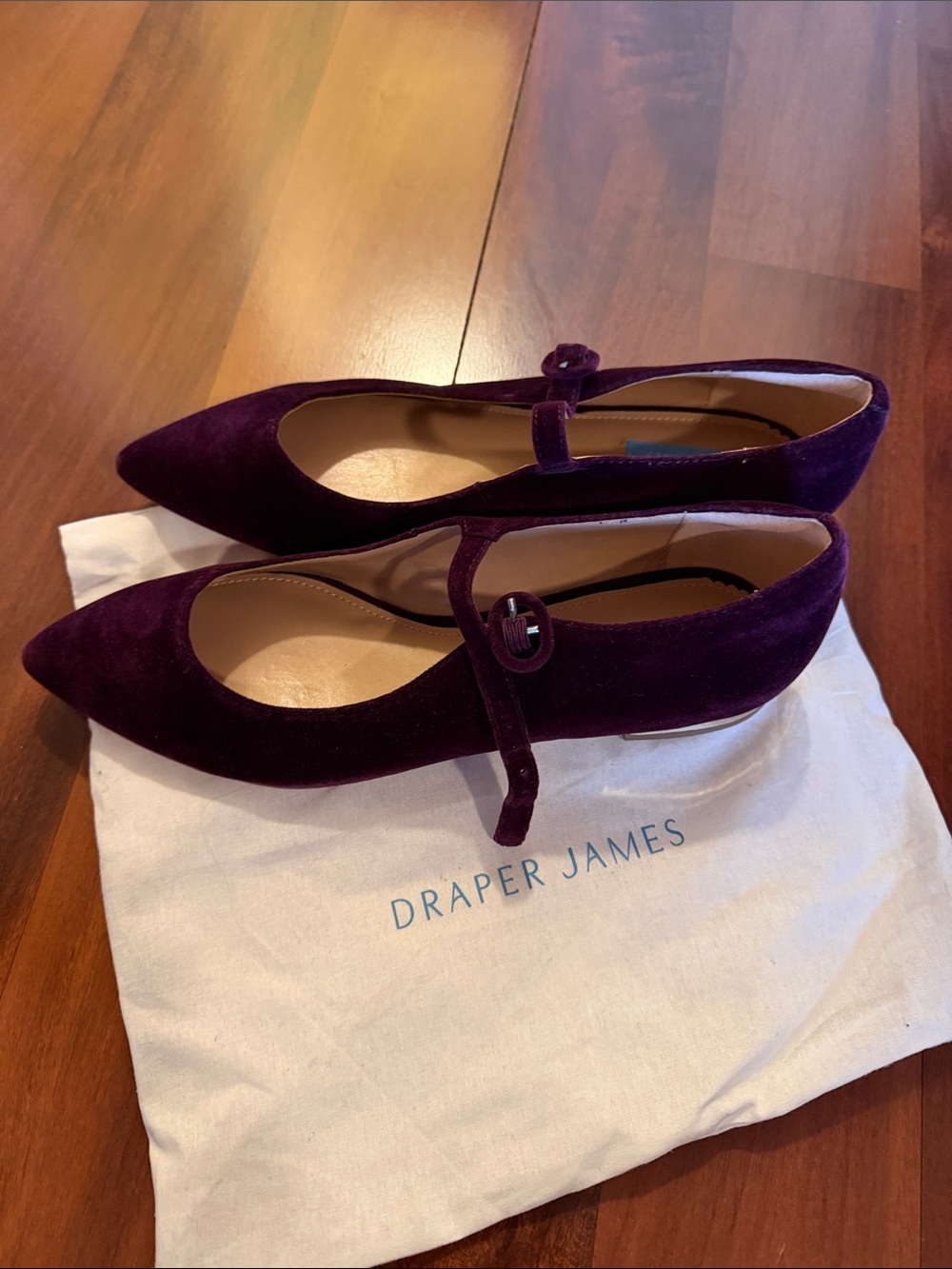 NWOT Draper James Women's Velvet Mary Jane Flats in Plum 8.5 - Picture 1 of 10